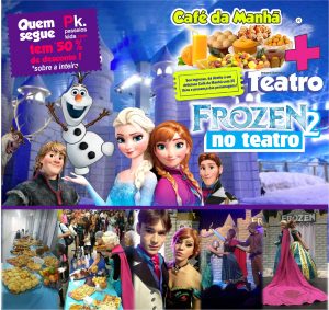screenshot: Crianças têm encontro com Anna e Elsa em café da manhã e assistem peça Frozen 2