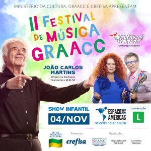 screenshot: Boa ação com diversão! 2º Festival de Música GRAACC une Palavra Cantada e maestro João Carlos Martins