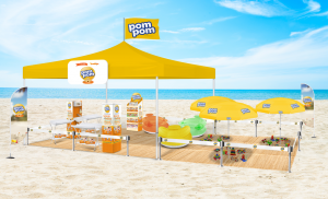 screenshot: Marca de Fraldas Pom Pom promove ação de Verão no litoral paulista com tendas de conveniência nas praias e amostras do novo produto