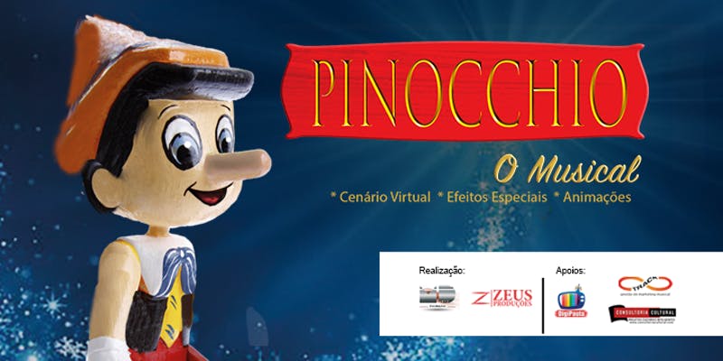 Infantil "Pinocchio, o Musical" inicia temporada no Teatro Dr. Botica e você ganha 50% de desconto para curtir o espetáculo!