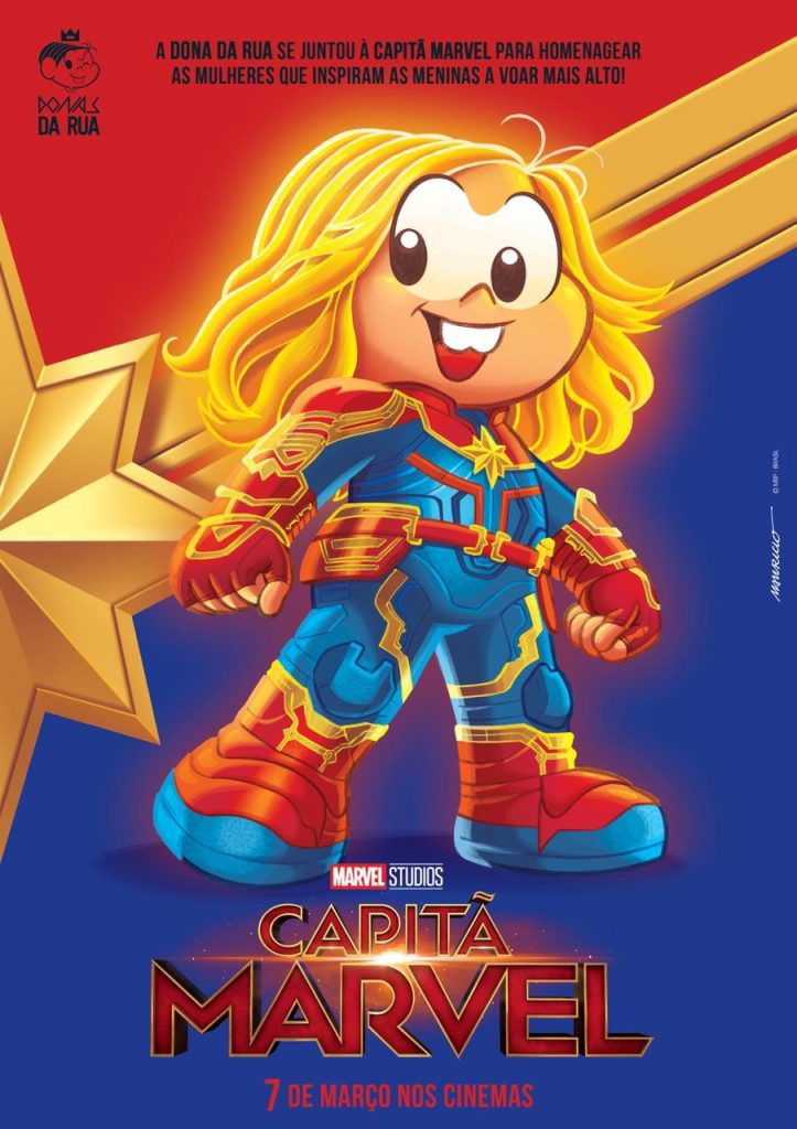Mônica se transforma em Capitã Marvel, que estreia dia 07/03