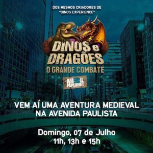 screenshot: !EVENTO CANCELADO POR CONTA DA CHUVA! GRATUITO E IMPERDÍVEL! Avenida Paulista será invadida por Dinos e Dragões neste domingo