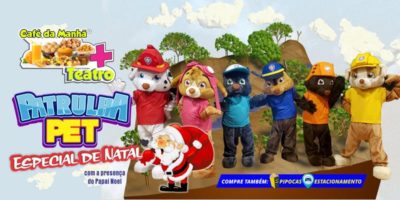 screenshot: Muita aventura espera a criançada no “Café da Manhã + Teatro: Patrulha Pet Especial de Natal”, no Teatro BTC