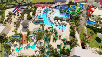 screenshot: Blue Beach, em Suzano, tem de toboáguas a playground gigante