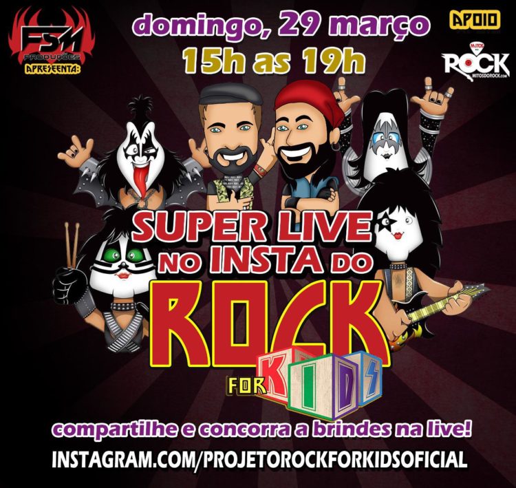 Projeto Rock For Kids faz super live neste domingo com Kiss for Kids